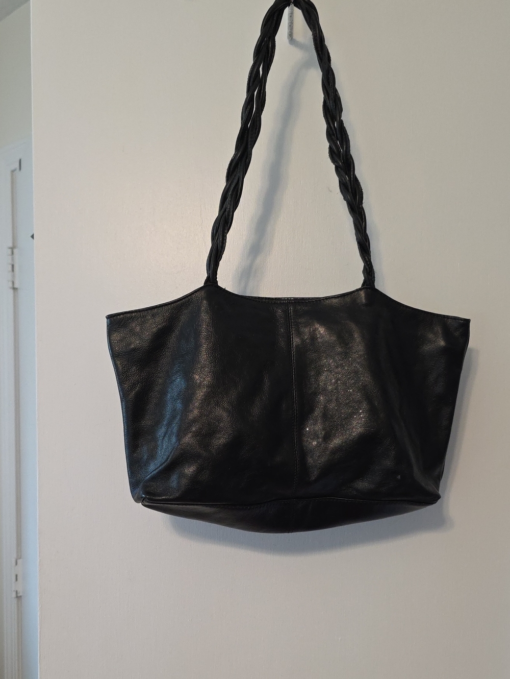 Latigo Black Braided-Handle Leather Shopper Tote